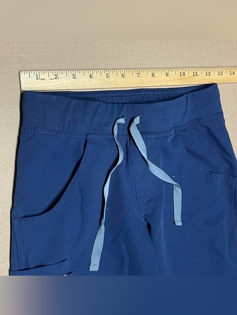 FIGS Kade Cargo Scrub Pants Blue Womens Sz XXS Petite Nurse Pockets Straight Leg - Picture 7 of 8